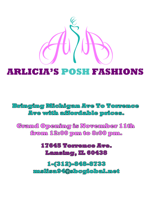A design that I created for the fifth version of the Arlicia's Posh Fashions flyer.