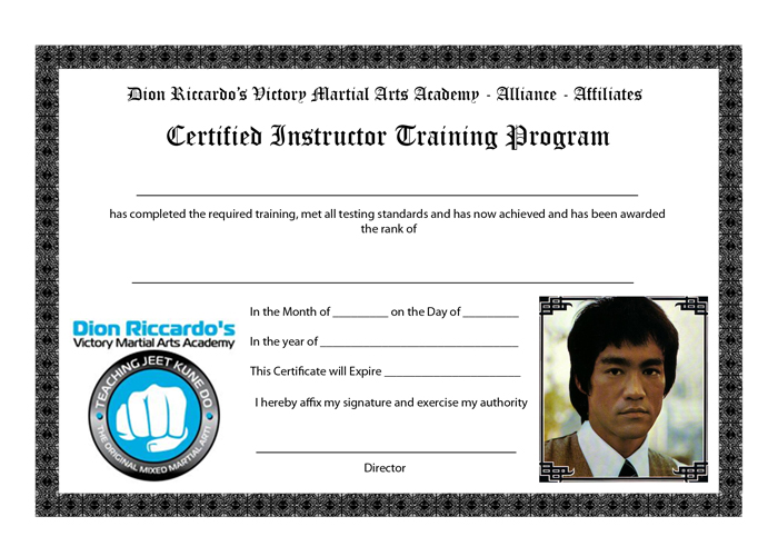 A design that I created for the Victory MMA Certified Instructor Certificate.